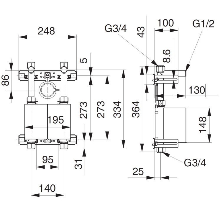 Unicount Koax T zu Installationssystem GIS (Geberit)