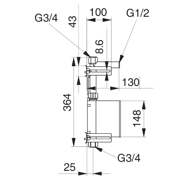 Unicount Koax 2'' mit T zu Installationssystem GIS (Geberit) mit weisser Abdeckplatte alpinweiss