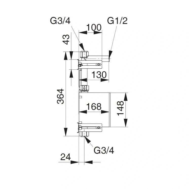 Unicount Koax 2'' mit T zu Installationssystem DUOFIX (Geberit) mit verchromter Abdeckplatte
