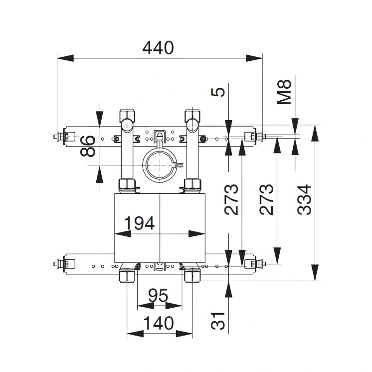 Unicount Koax 2'' sans T pour système d'installation TECEprofil (TECE) avec plaque de recouvrement blanche (blanc alpin)