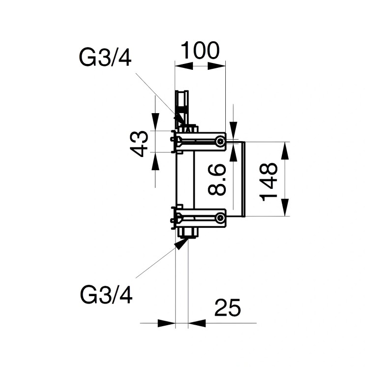 Unicount Koax 2'' ohne T zu Installationssystem OPTIVIS (Nussbaum) mit verchromter Abdeckplatte