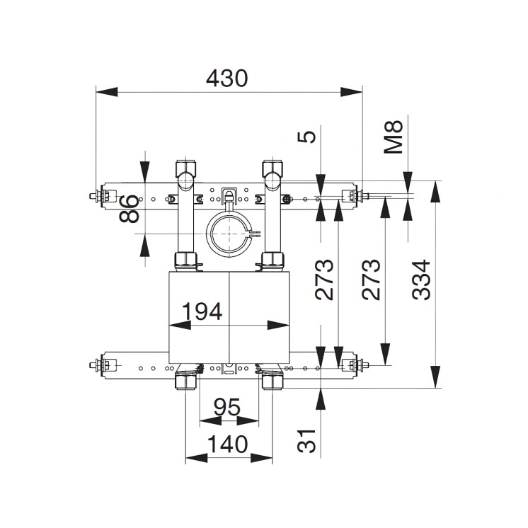 Unicount Koax 2'' mit T zu Installationssystem OPTIVIS (Nussbaum) mit weisser Abdeckplatte (alpinweiss)
