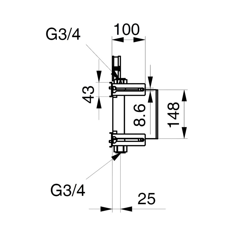 Unicount Koax 2'' ohne T zu Installationssystem DUOFIX (Geberit) mit weisser Abdeckplatte (alpinweiss)