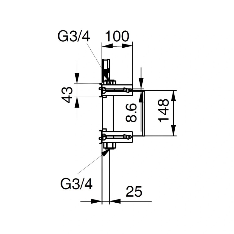 Unicount Koax 2\'\' sans T pour système d\'installation GIS (Geberit) avec plaque de recouvrement chromée 